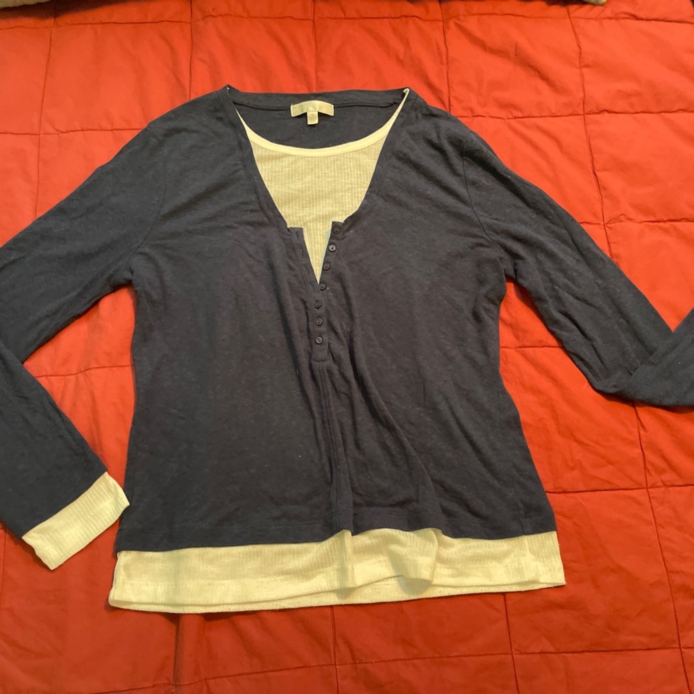 Navy Sweater with White Accents